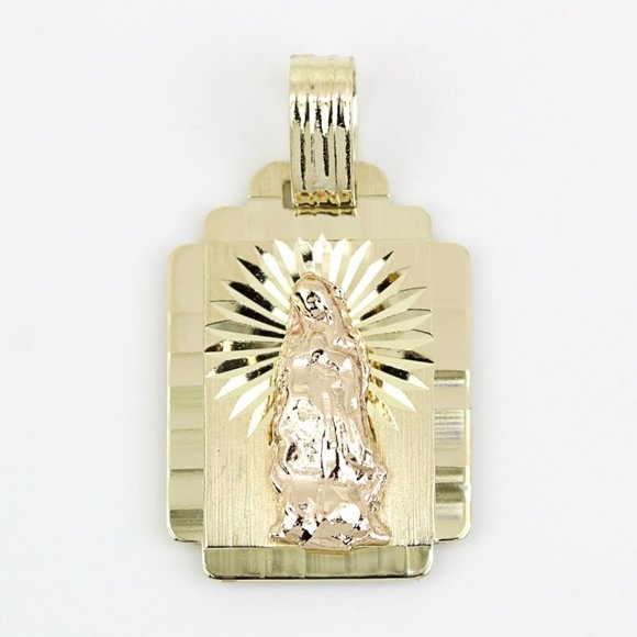 14k Yellow Rose Gold Religious Mother Mary Pendant Charm